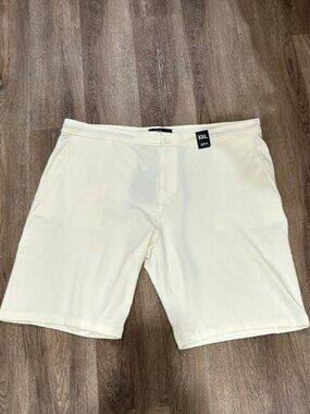 Men’s Jeff Shorts Size XXL in Cream 90% Cotton 10% Polyester Button n Drawstring
